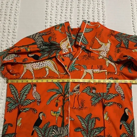 Lilbelle Women’s Kids Orange Pajama Set Medium Animal Print Fun Colorful - Picture 13 of 14